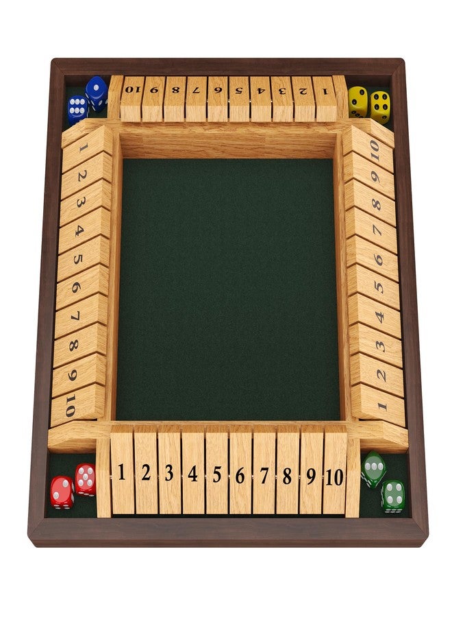 CANYAVE Shut The Box Game, 4 Player Wooden Board Game Dice Game, Classic Math Learning Game for Kids -12" x 12" - Image 3